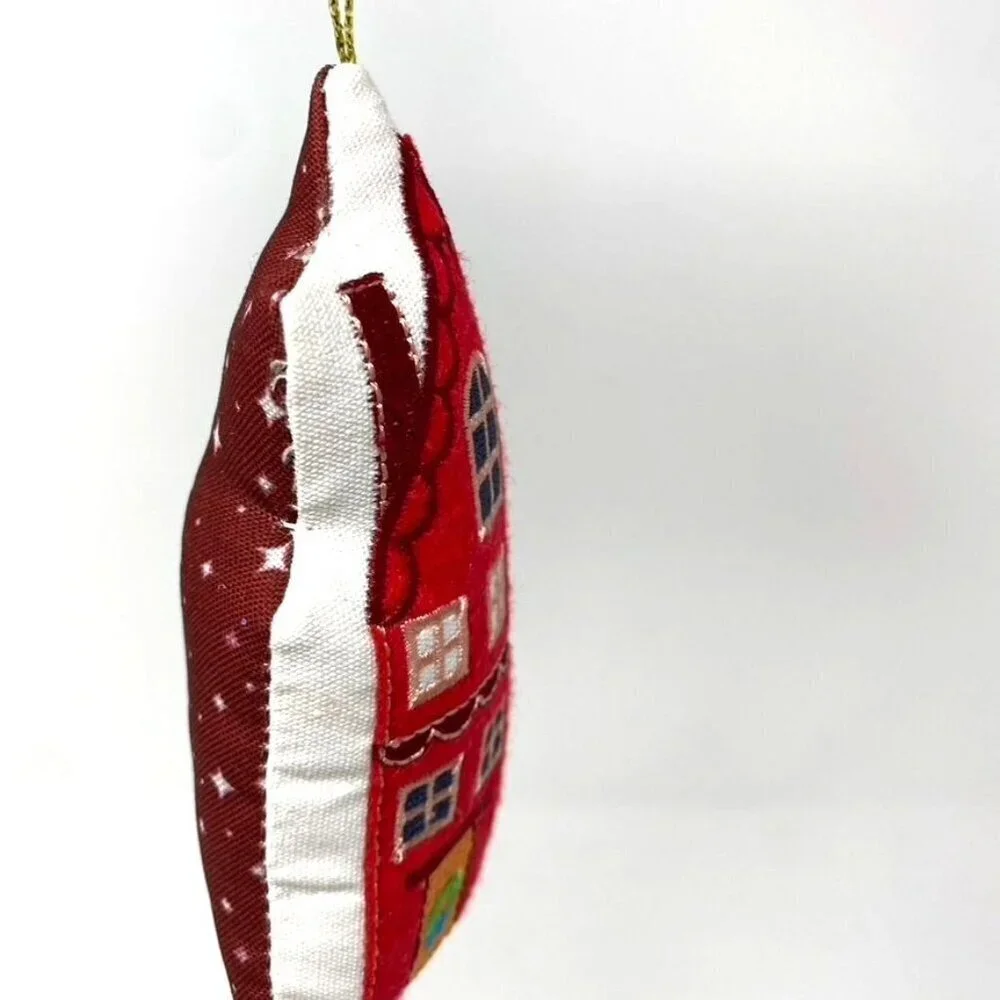 Target Fabric Plush House with Chimney Christmas Tree Ornament Red Wondershop